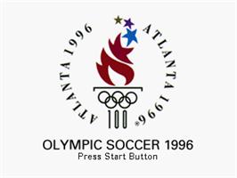 Title screen of Olympic Soccer on the Sega Saturn.