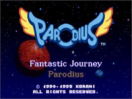Title screen of Parodius on the Sega Saturn.