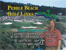 Title screen of Pebble Beach Golf Links on the Sega Saturn.