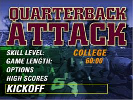 Title screen of Quarterback Attack on the Sega Saturn.