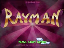 Title screen of Rayman on the Sega Saturn.