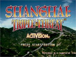 Title screen of Shanghai: Triple-Threat on the Sega Saturn.