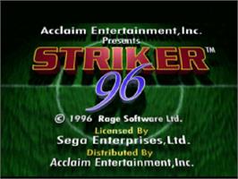 Title screen of Striker '96 on the Sega Saturn.