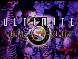 Title screen of Ultimate Mortal Kombat 3 on the Sega Saturn.