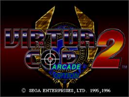 Title screen of Virtua Cop 2 on the Sega Saturn.