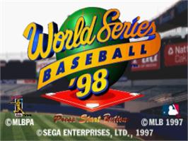Title screen of World Series Baseball '98 on the Sega Saturn.
