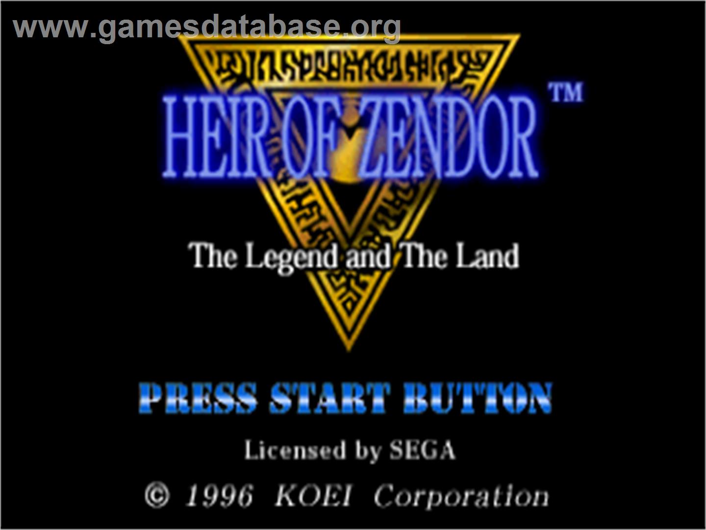 Heir of Zendor: The Legend and the Land - Sega Saturn - Artwork - Title Screen