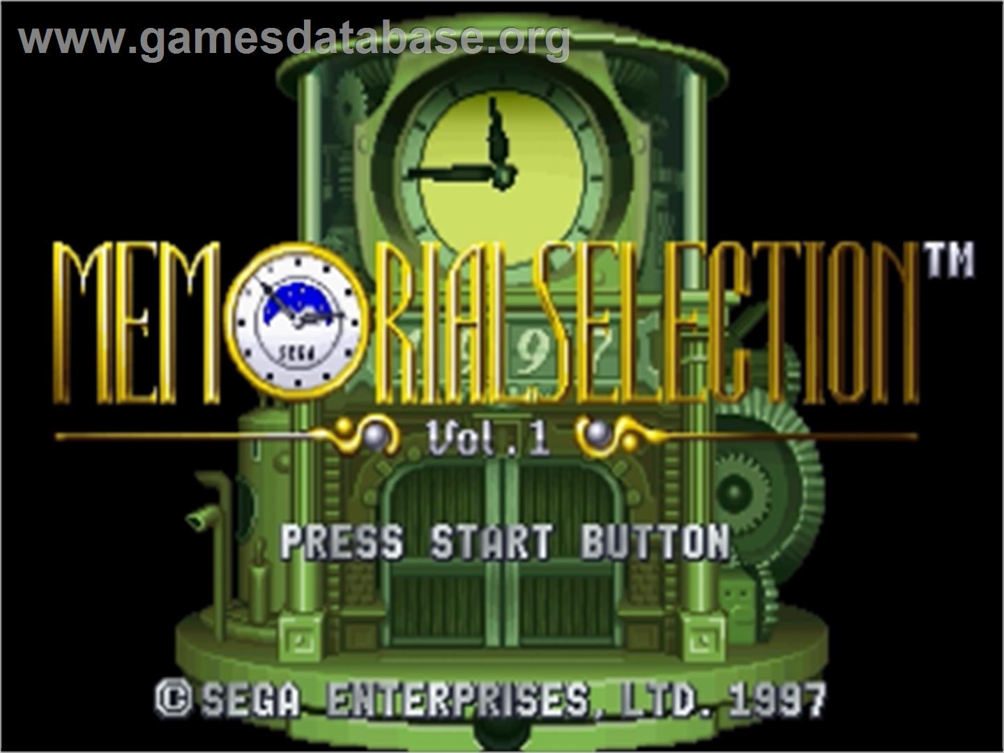 Memorial Selection Vol. 1 - Sega Saturn - Artwork - Title Screen
