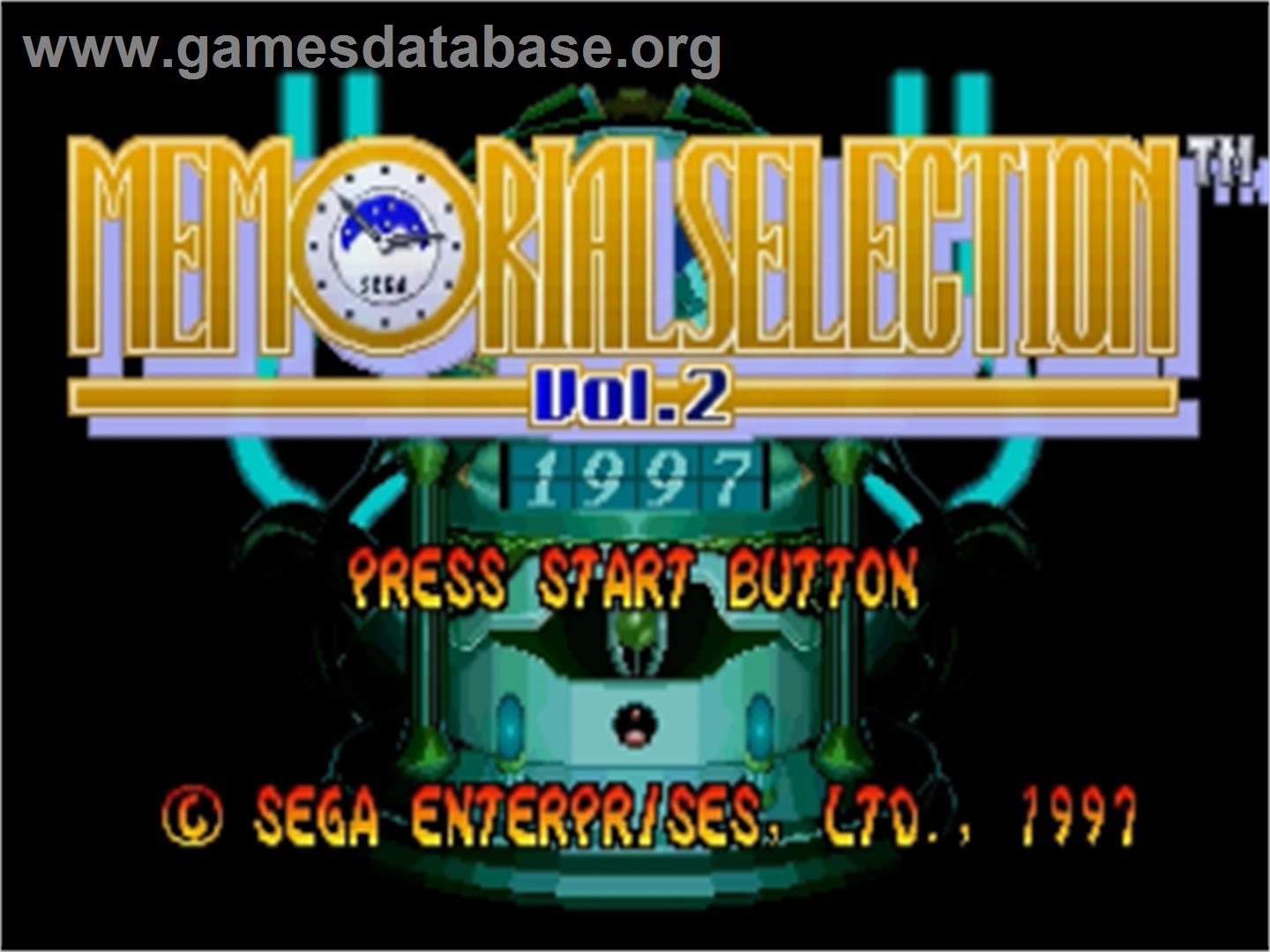 Memorial Selection Vol. 2 - Sega Saturn - Artwork - Title Screen