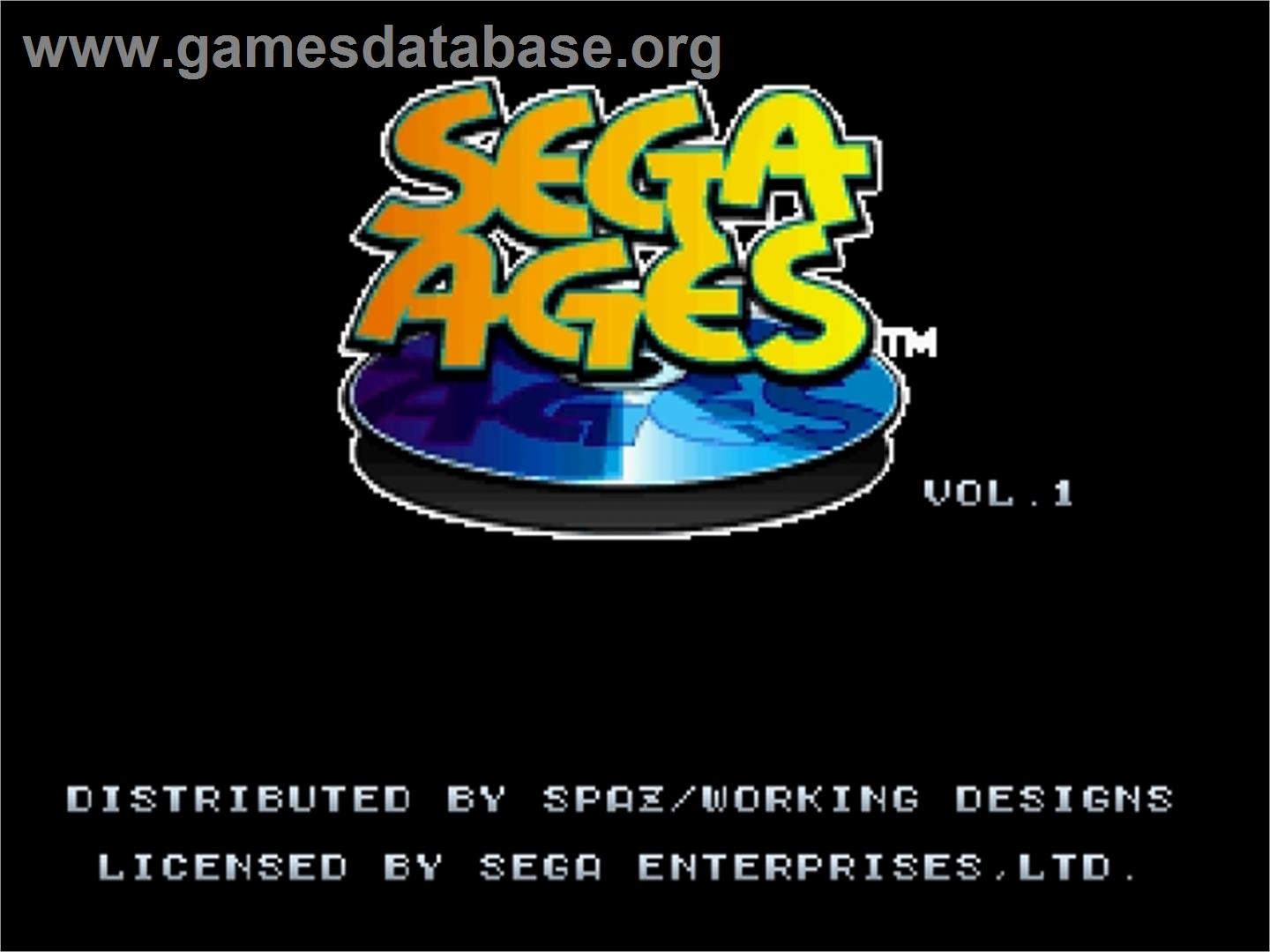 SEGA AGES: Volume 1 - Sega Saturn - Artwork - Title Screen