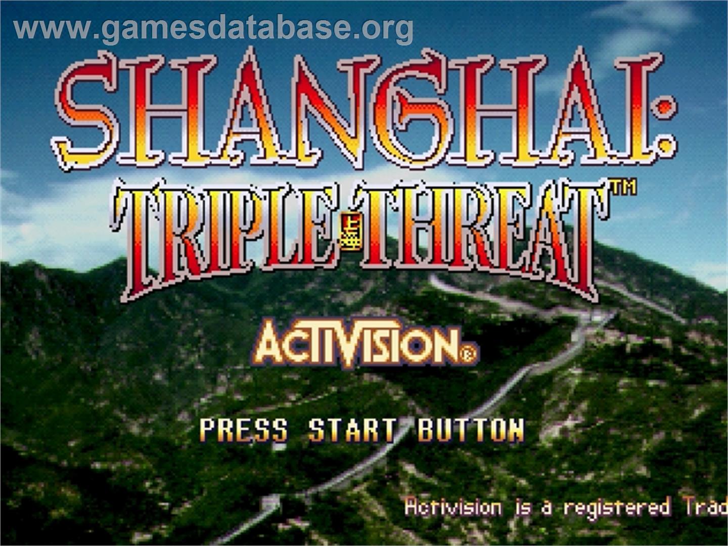 Shanghai: Triple-Threat - Sega Saturn - Artwork - Title Screen