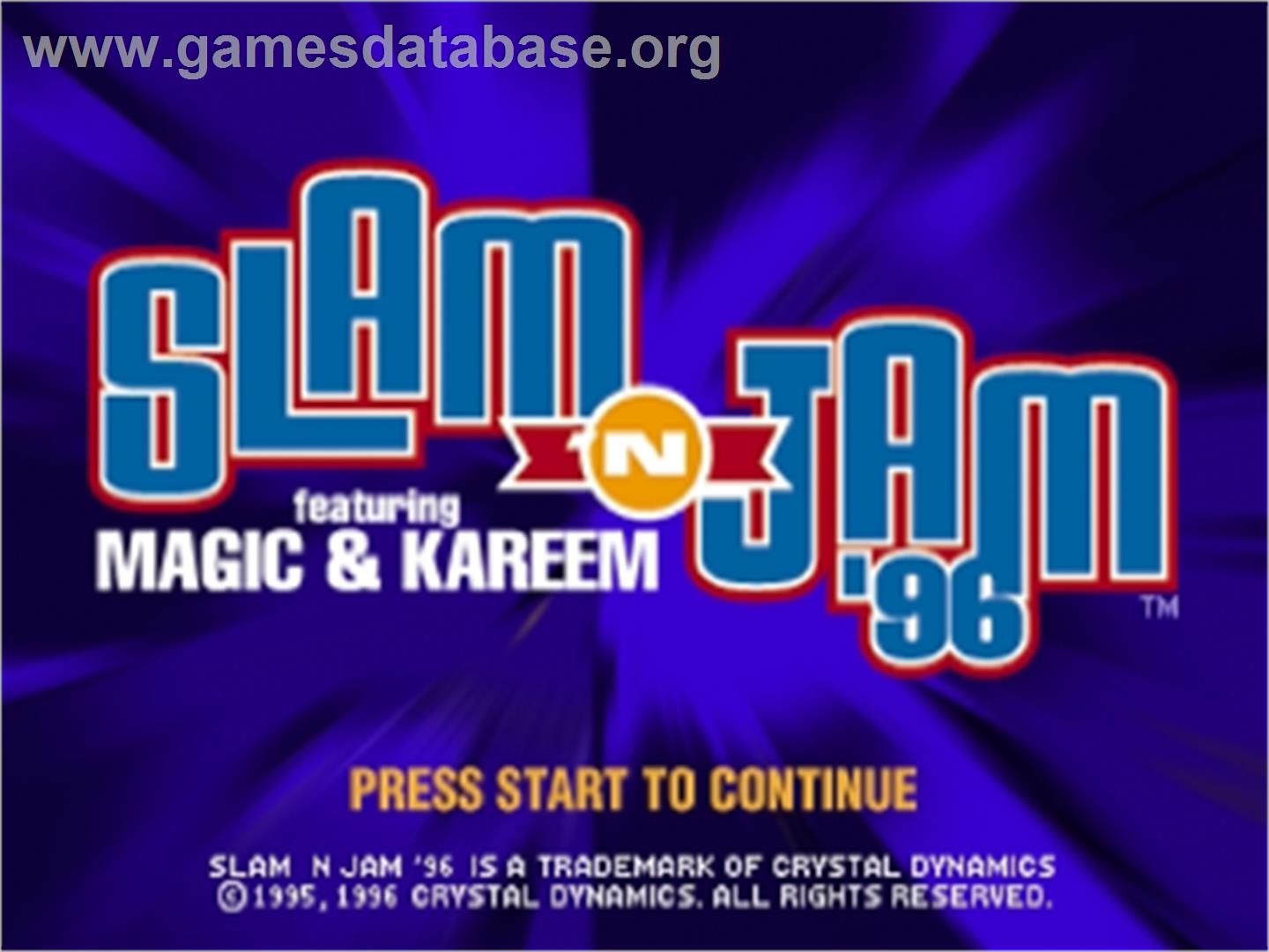 Slam 'N Jam '96 Featuring Magic & Kareem - Sega Saturn - Artwork - Title Screen