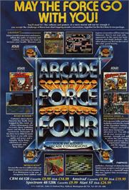 Advert for Arcade Force Four on the Commodore 64.