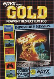 Advert for Impossible Mission on the Sinclair ZX Spectrum.