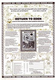 Advert for Return to Eden on the Amstrad CPC.
