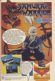 Advert for Samurai Warrior: The Battles of Usagi Yojimbo on the Sinclair ZX Spectrum.