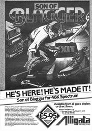 Advert for Son of Blagger on the Sinclair ZX Spectrum.