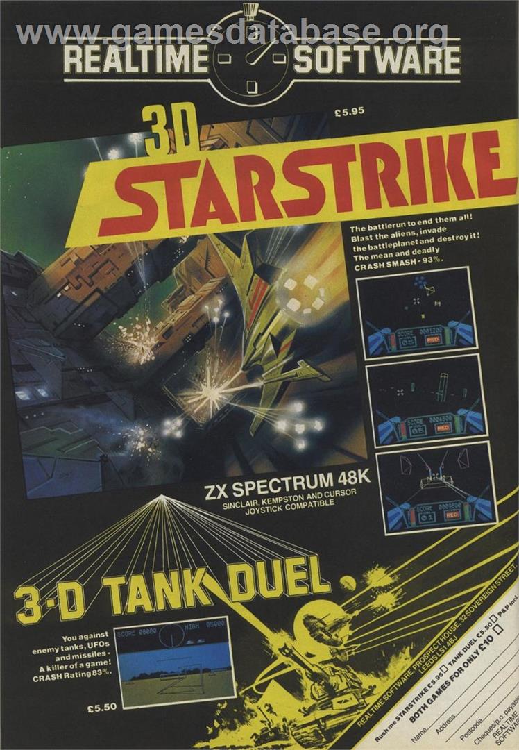 3D Starstrike - Sinclair ZX Spectrum - Artwork - Advert