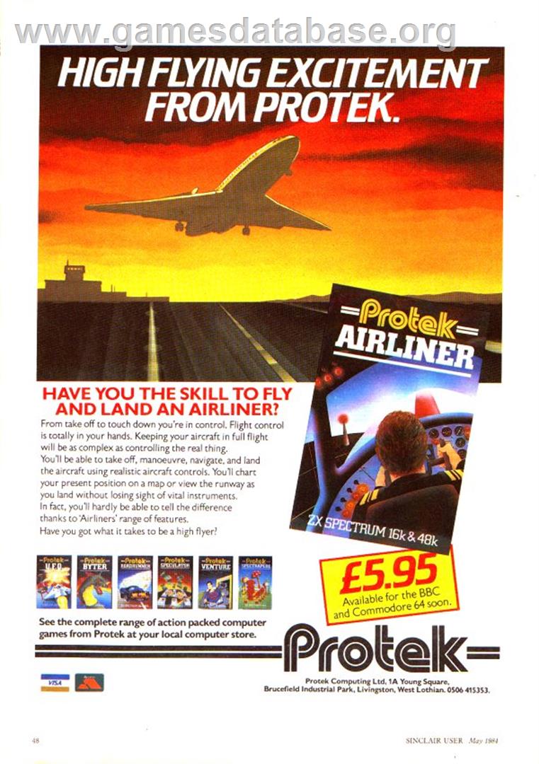Airliner - Sinclair ZX Spectrum - Artwork - Advert