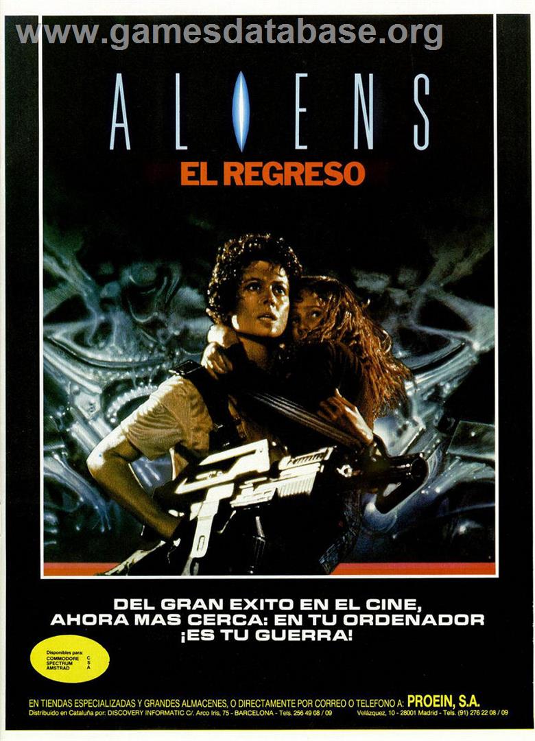 Aliens: The Computer Game - Sinclair ZX Spectrum - Artwork - Advert