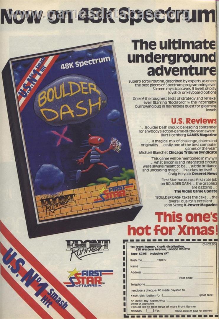 Boulderdash II: Rockford's Revenge - Sinclair ZX Spectrum - Artwork - Advert