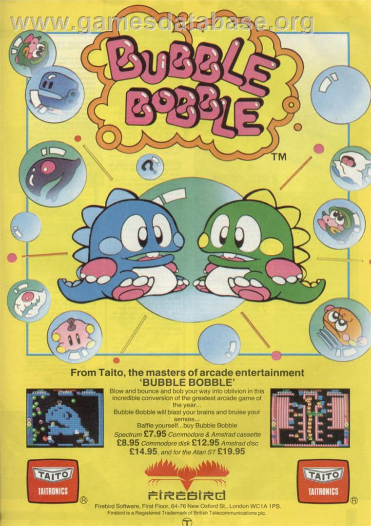 Bubble Bobble - Sinclair ZX Spectrum - Artwork - Advert