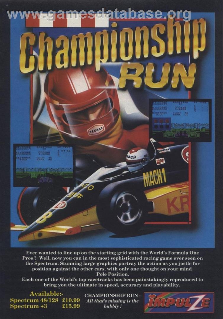 Championship Run - Sinclair ZX Spectrum - Artwork - Advert