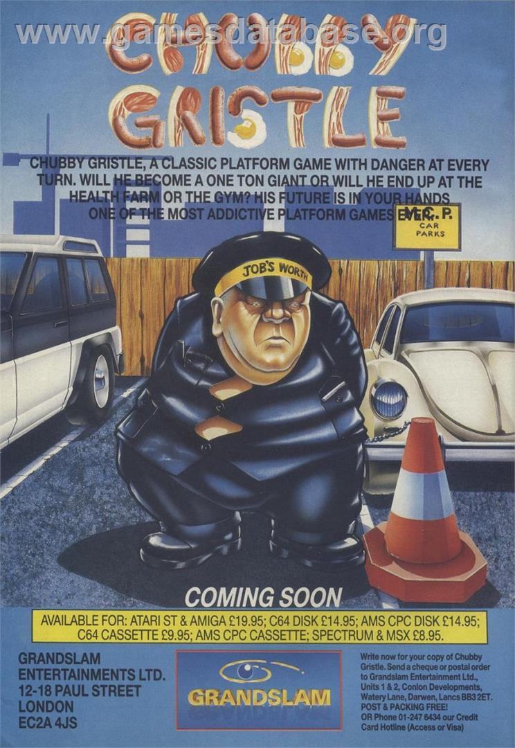 Chubby Gristle - Sinclair ZX Spectrum - Artwork - Advert