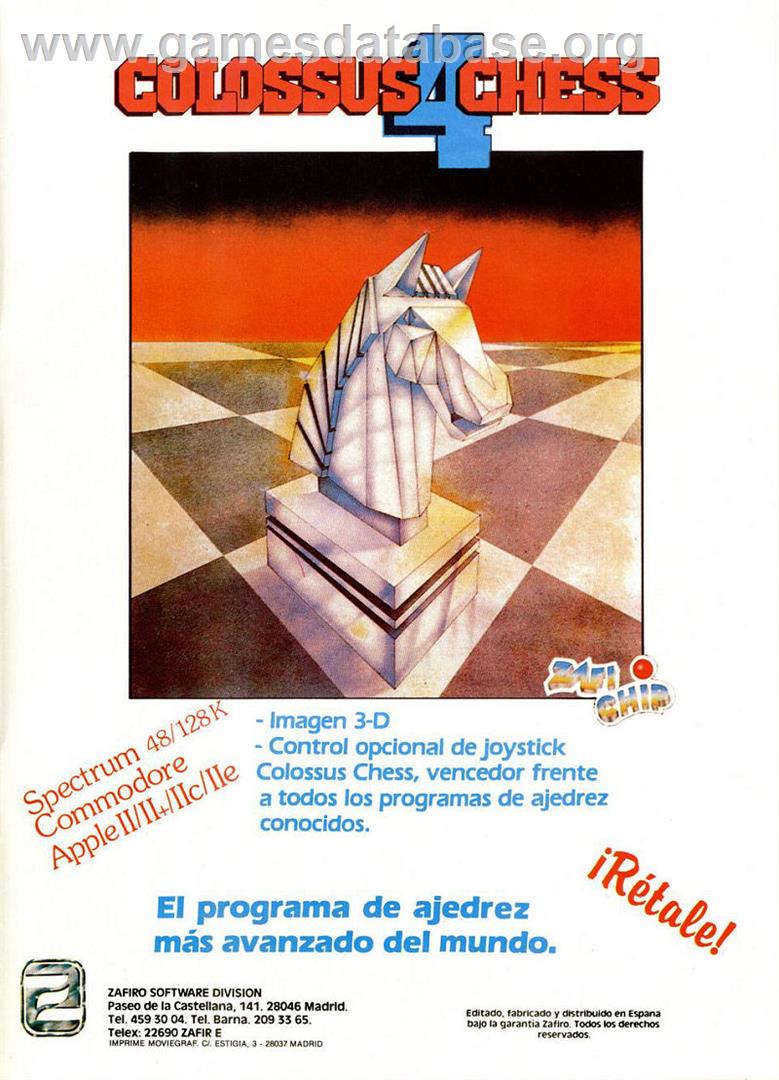 Colossus 4 Chess - Sinclair ZX Spectrum - Artwork - Advert