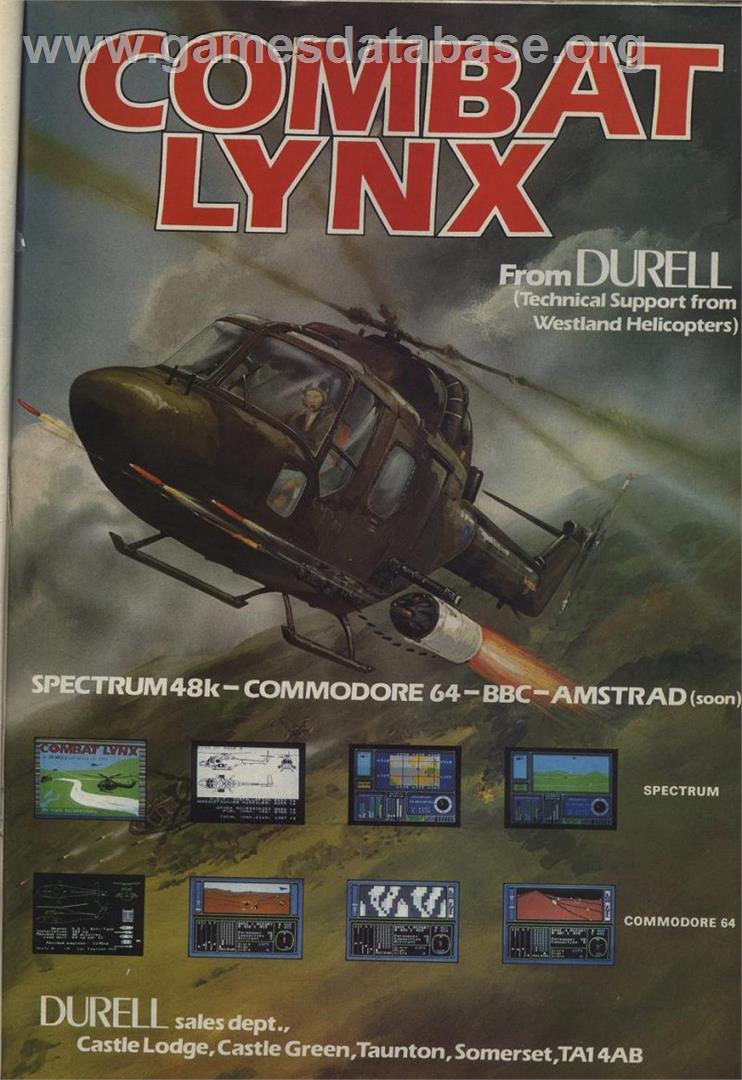 Combat Lynx - Sinclair ZX Spectrum - Artwork - Advert