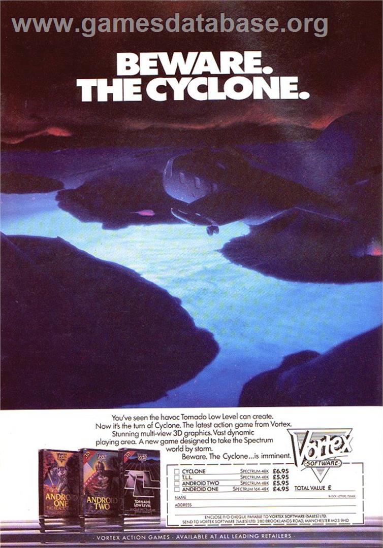Cyclone - Sinclair ZX Spectrum - Artwork - Advert
