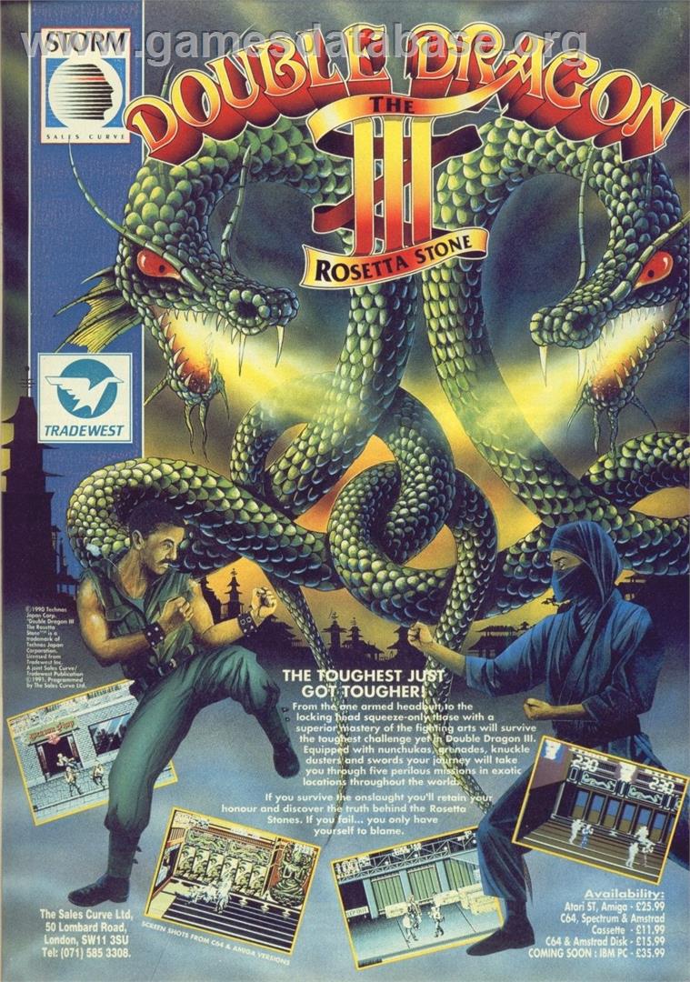 Double Dragon III: The Sacred Stones - Commodore 64 - Artwork - Advert
