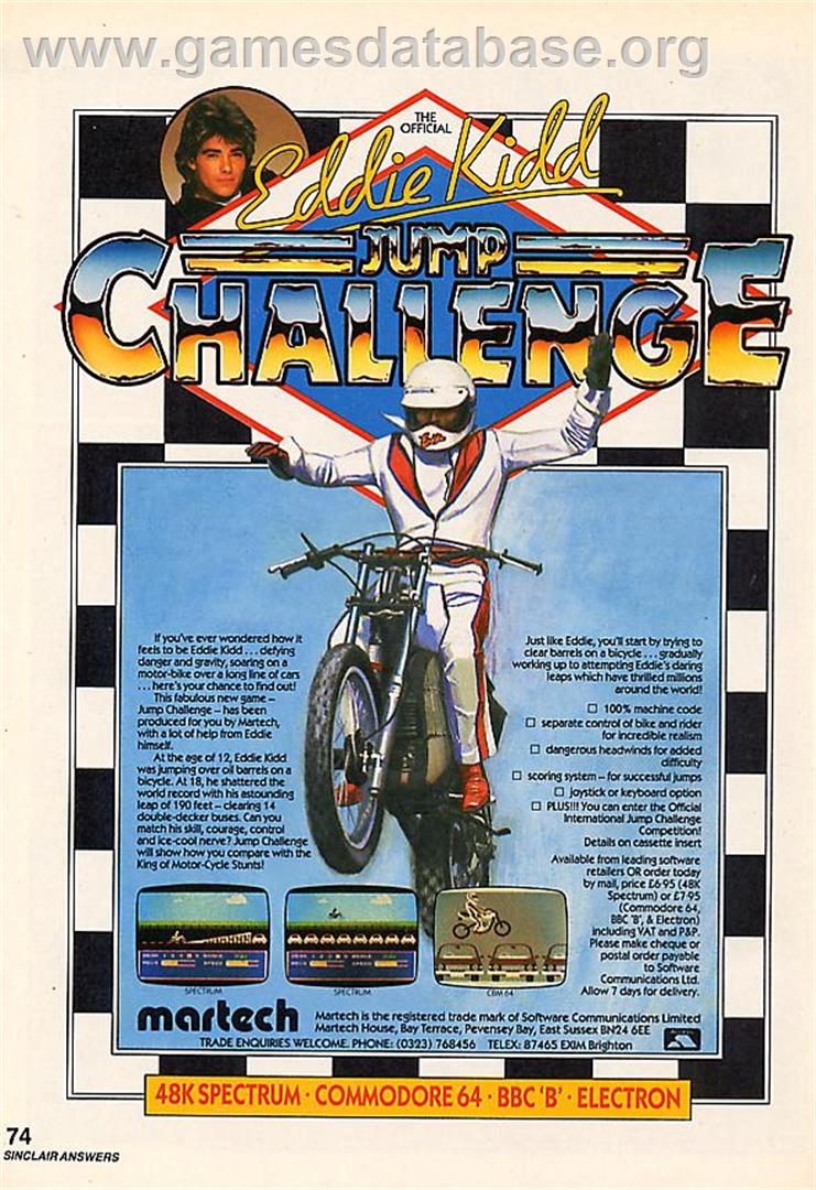 Eddie Kidd Jump Challenge - Sinclair ZX Spectrum - Artwork - Advert