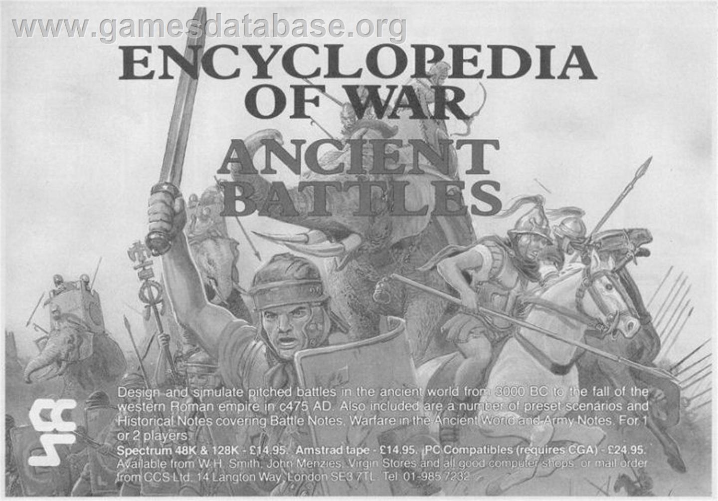 Encyclopedia of War: Ancient Battles - Sinclair ZX Spectrum - Artwork - Advert