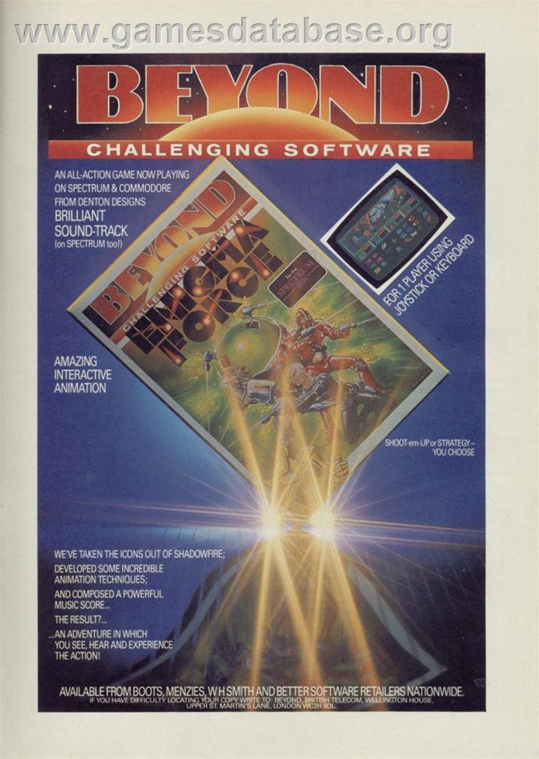 Enigma Force - Sinclair ZX Spectrum - Artwork - Advert