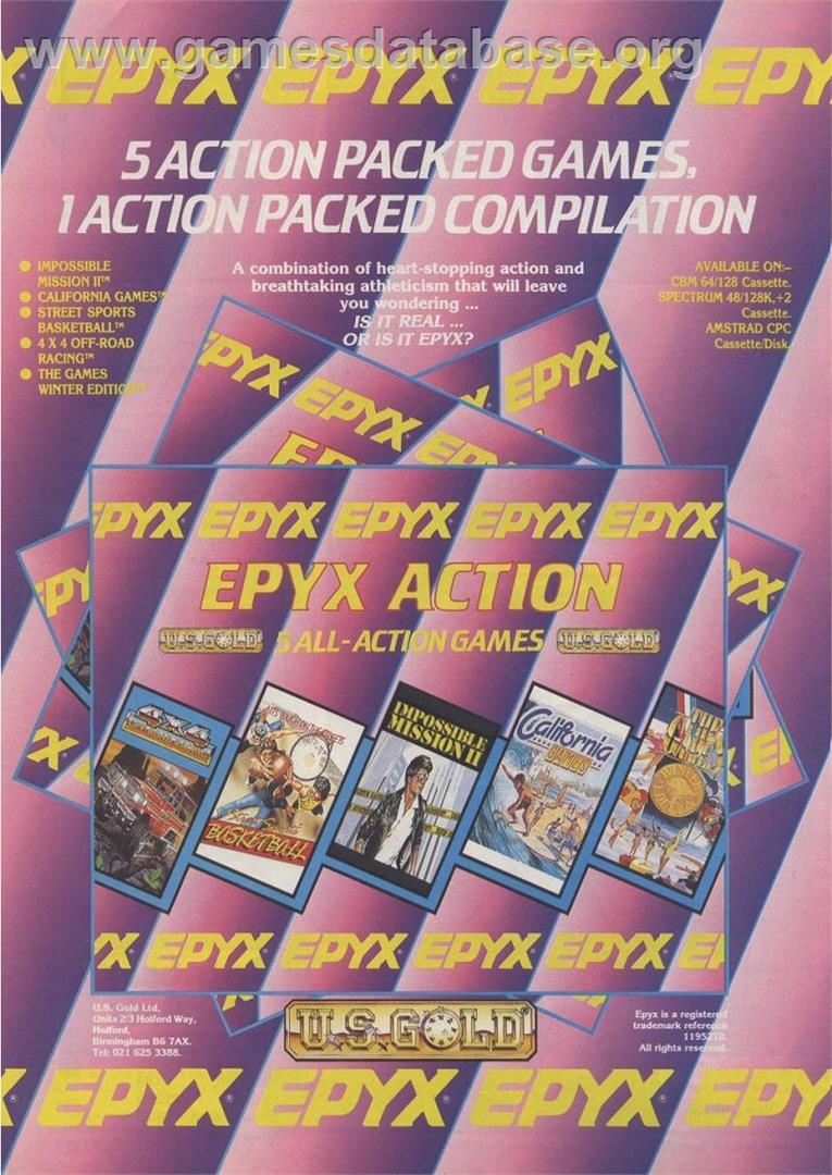 Epyx Action - Sinclair ZX Spectrum - Artwork - Advert