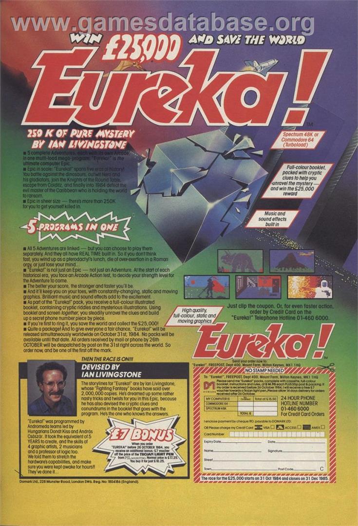 Eureka! - Sinclair ZX Spectrum - Artwork - Advert