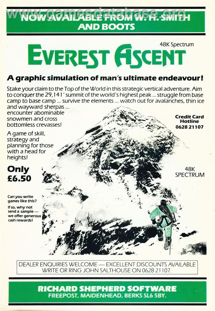 Everest Ascent - Sinclair ZX Spectrum - Artwork - Advert