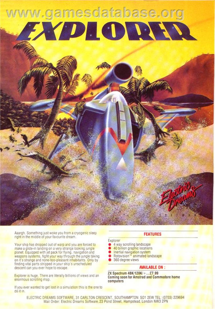 Explorer - Sinclair ZX Spectrum - Artwork - Advert