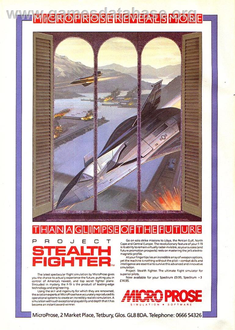 F-19 Stealth Fighter - Sinclair ZX Spectrum - Artwork - Advert