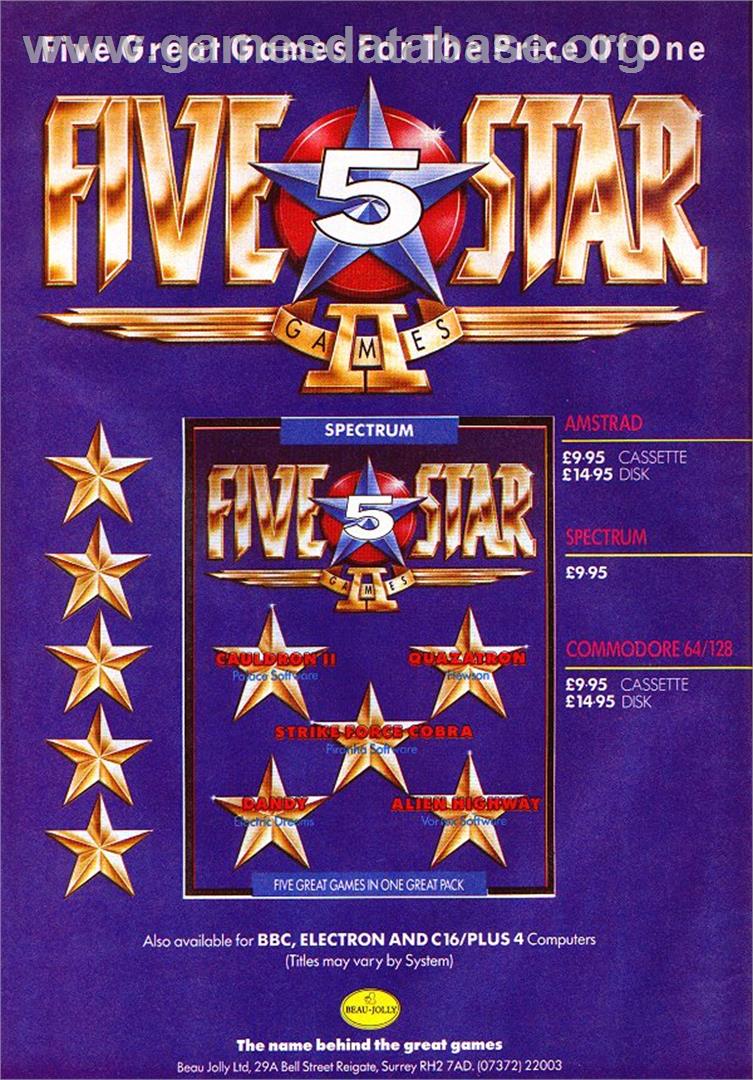 Five Star Games 2 - Sinclair ZX Spectrum - Artwork - Advert