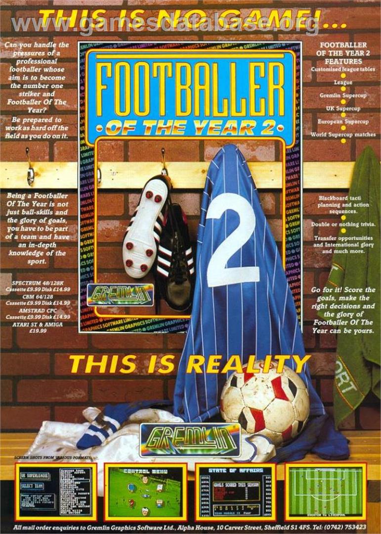 Footballer of the Year 2 - Commodore Amiga - Artwork - Advert