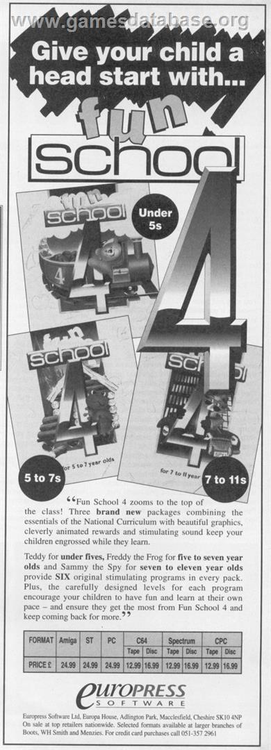 Fun School 4: for 5 to 7 Year Olds - Sinclair ZX Spectrum - Artwork - Advert