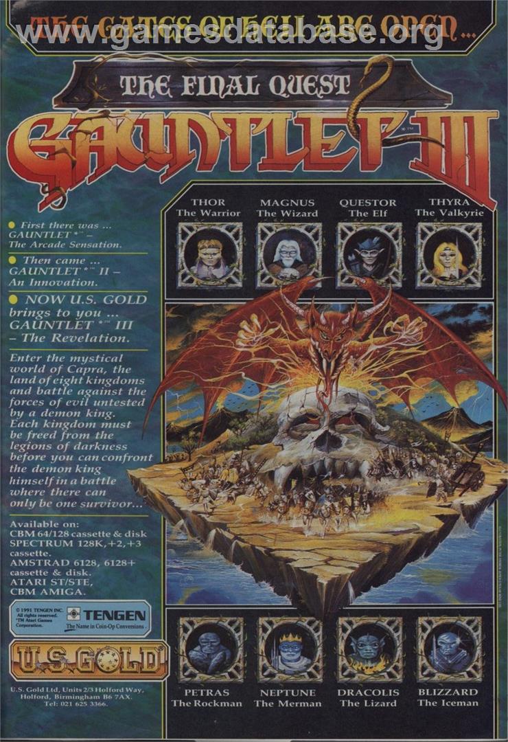 Gauntlet III: The Final Quest - Sinclair ZX Spectrum - Artwork - Advert