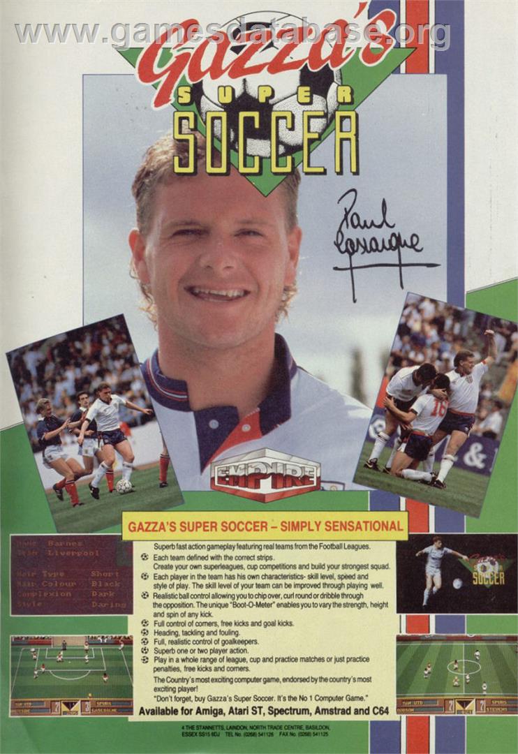 Gazza's Super Soccer - Sinclair ZX Spectrum - Artwork - Advert