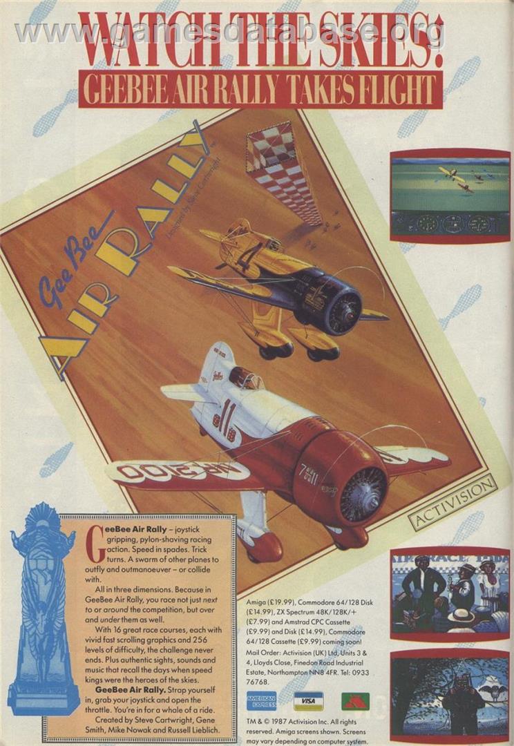 Gee Bee Air Rally - Commodore Amiga - Artwork - Advert