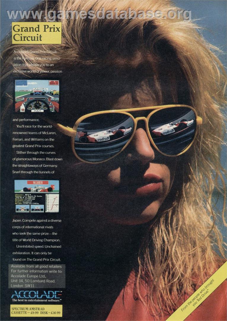 Grand Prix Circuit - Commodore Amiga - Artwork - Advert
