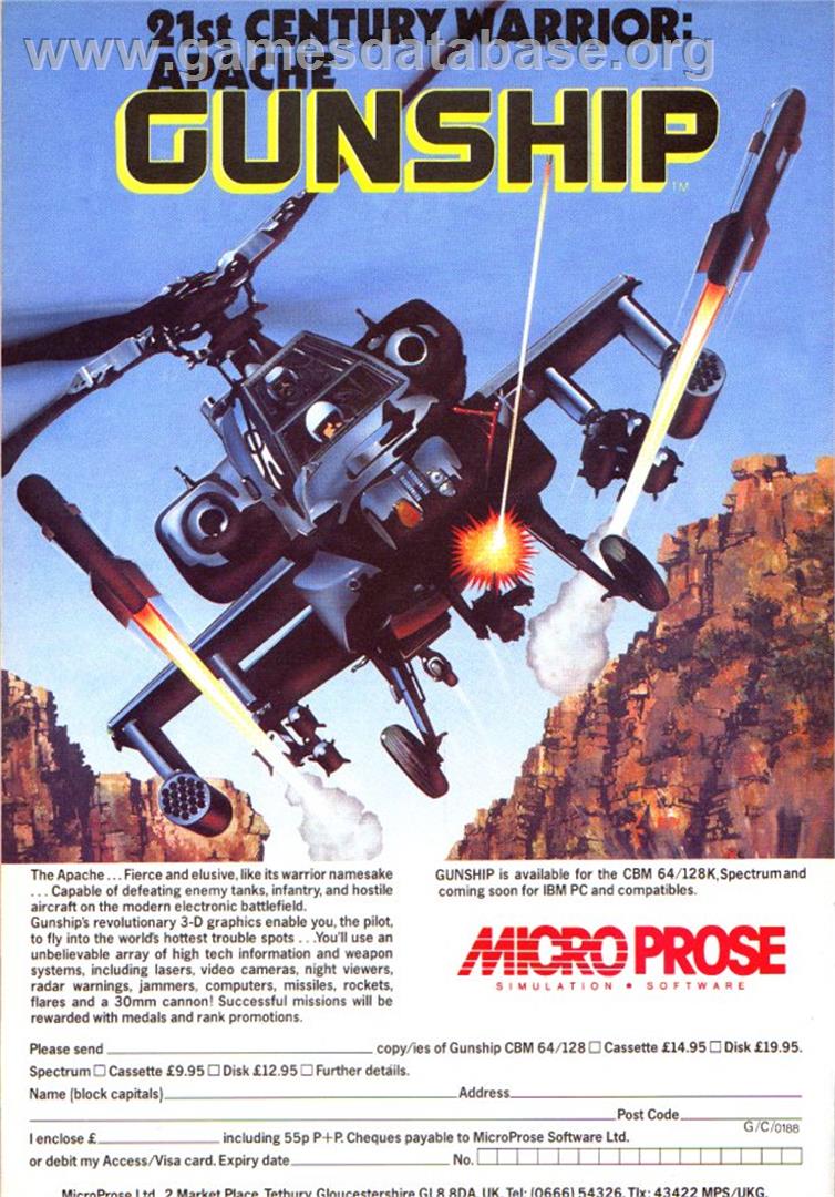 Gunship - Sinclair ZX Spectrum - Artwork - Advert