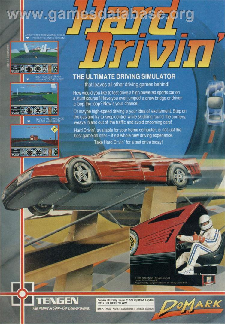 Hard Drivin' - Sinclair ZX Spectrum - Artwork - Advert