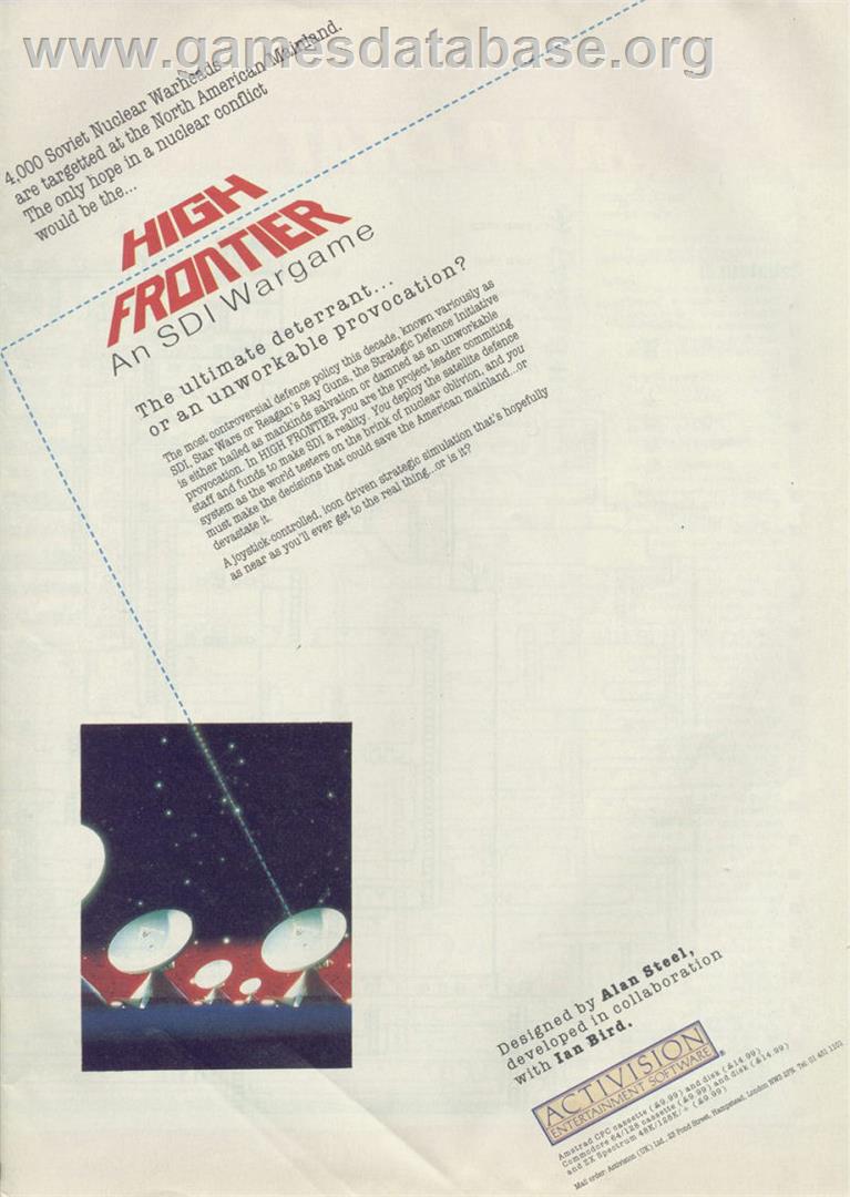 High Frontier - Sinclair ZX Spectrum - Artwork - Advert